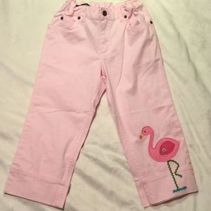 LANDS’END Girls Pink Flamingo Cropped Pants